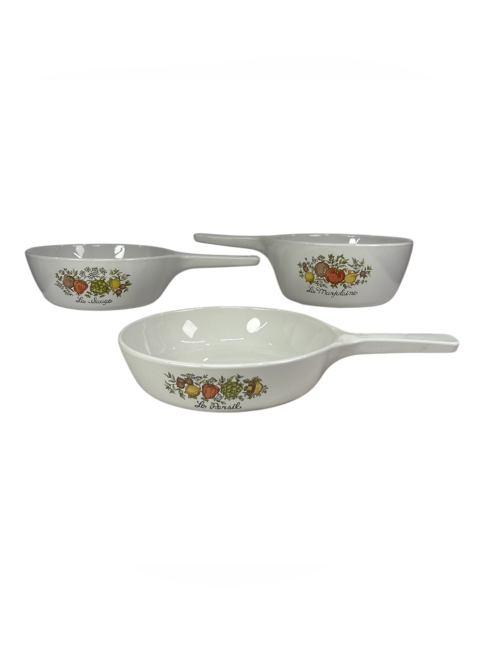 Vtg 3 Pc Set Corning Ware Spice of Life Menuette P-81-B, P-82-B & P-83-B NO Lids